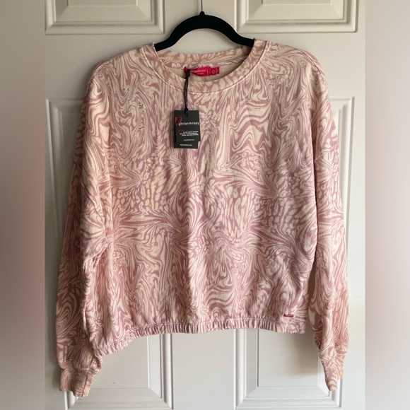 Sale‼️ NWT n: PHILANTHROPY Size Large Pink Marbled Vinn Swirled Sweatshirt - Picture 4 of 9